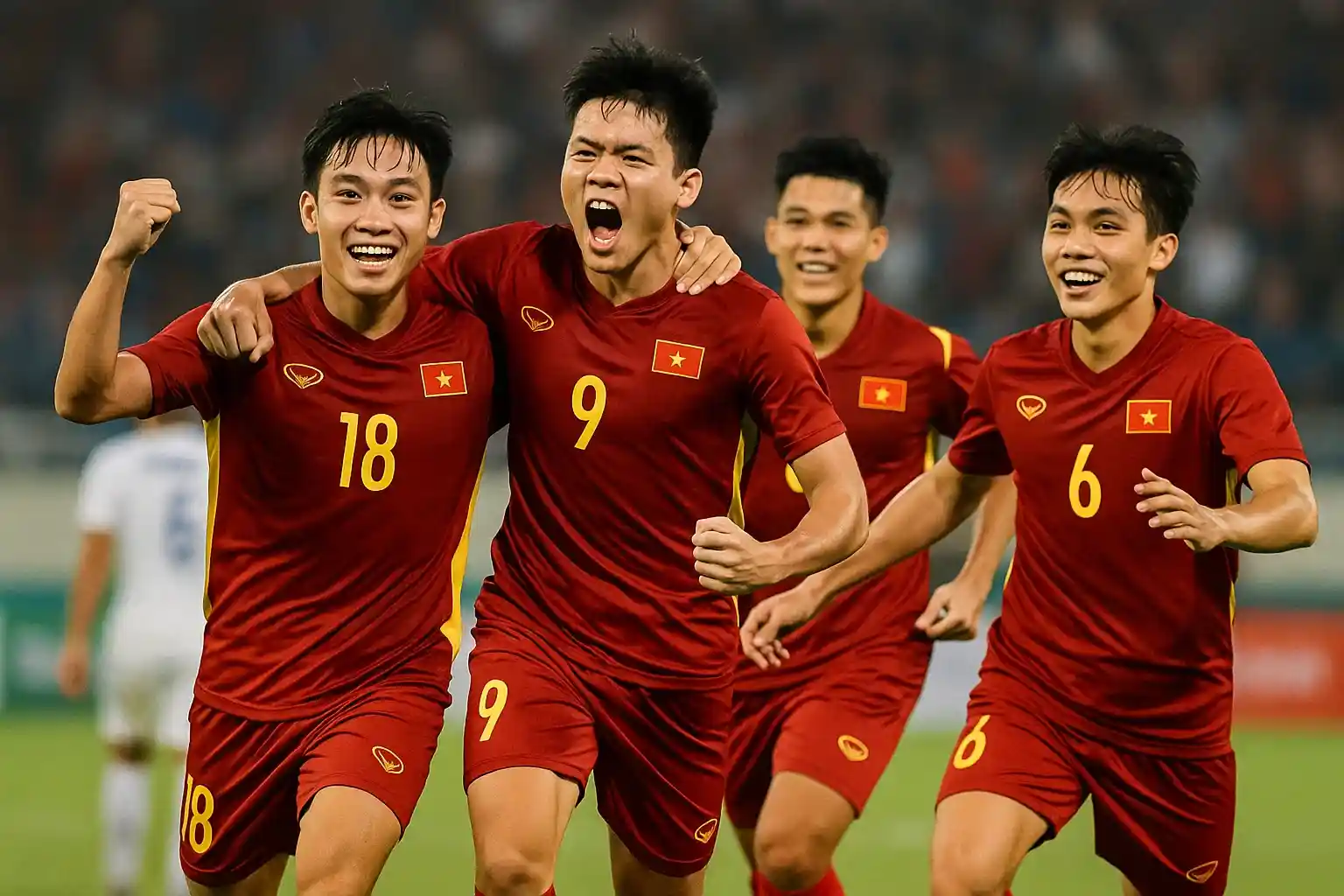 U23 Việt Nam ăn mừng bàn thắng mở tỷ số vào lưới Philippines